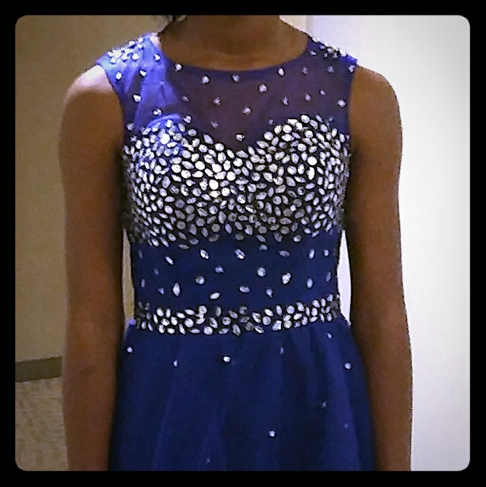 Blue embellished dress
